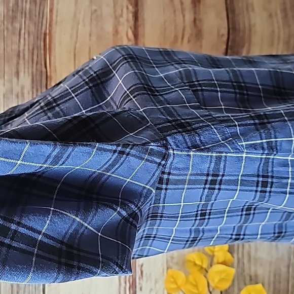 NEW J JILL BLUE PLAID OVERSIZED LONG SLEEVE BUTTON-UP SHIRT - Picture 11 of 15